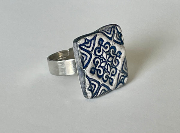 Azulejo Handcrafted Adjustable Ring